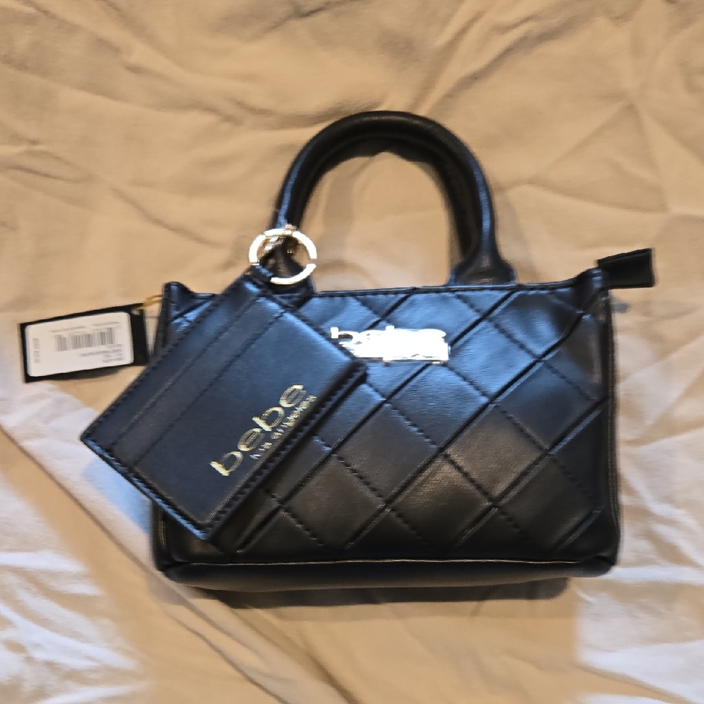 New With Tags Bebe Black Quilted Everett Mini Bag - Picture 7 of 7
